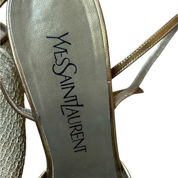 Yves Saint Laurent gold mesh pointed toe strappy sandal. Size 7.5 - Picture 9 of 14